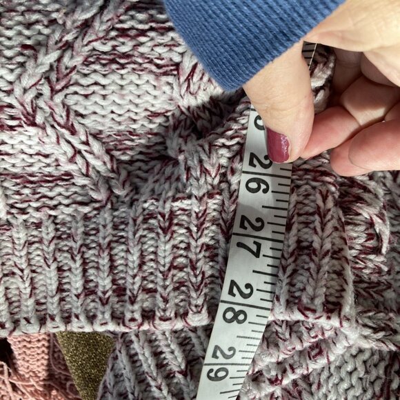 VTG Campus Cable Knit Sweater Academia Unisex Slouchy Acrylic Chunky Sz M - Picture 10 of 14